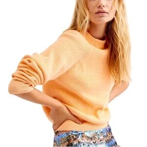 Free People Too Good Ribbed Trim Sweater – Orange Zest – Size S/M
